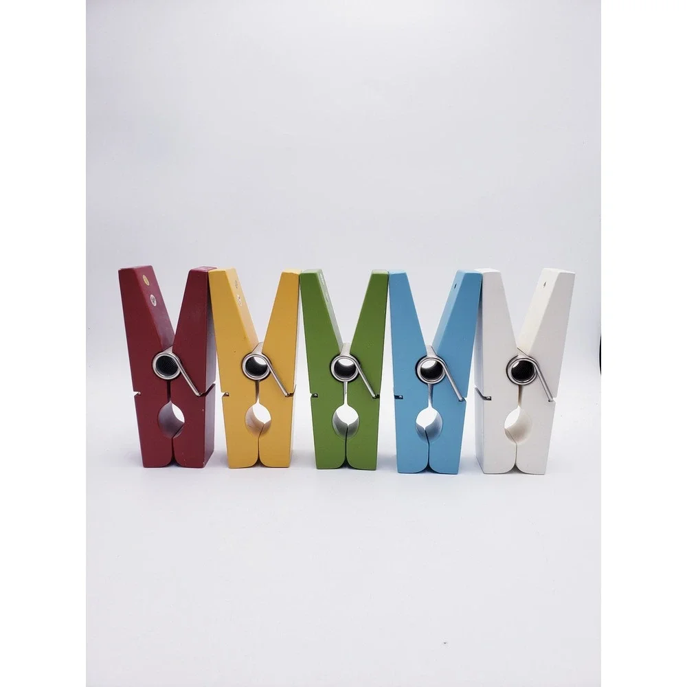 Pottery Barn Giant Clothespin Decor Multicolor Wood Oversized Novelty Wall Art